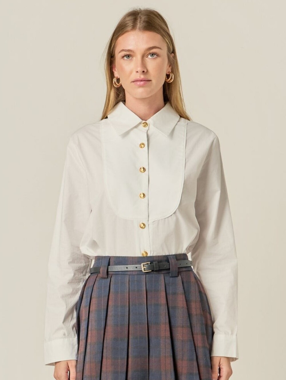 Bib Collar Detailed Shirt